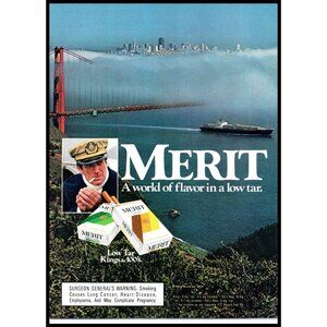 1985 Merit Cigarettes Vintage Print Ad San Francisco Golden Gate Bridge Wall Art